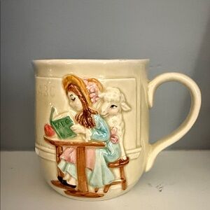 Child’s Ceramic Mug  Mary Had a Little Lamb Relief